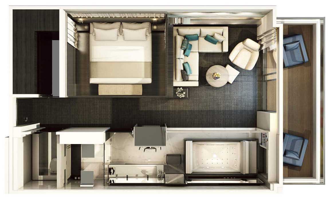 Penthouse Deck / 2 Schlafzimmer OT - Eclipse - Grundriss